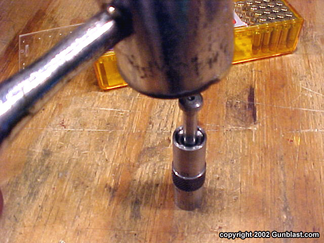 rimfire bullet. in place and .22 cartridge