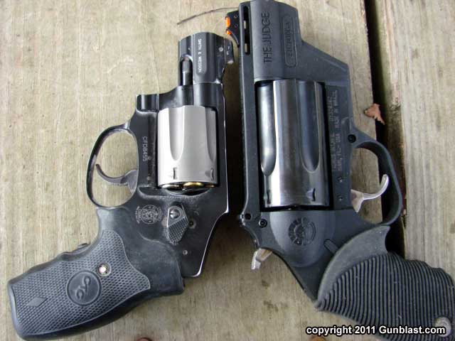 Public Defender Poly (right) compared in size to compact S&W J-frame re...